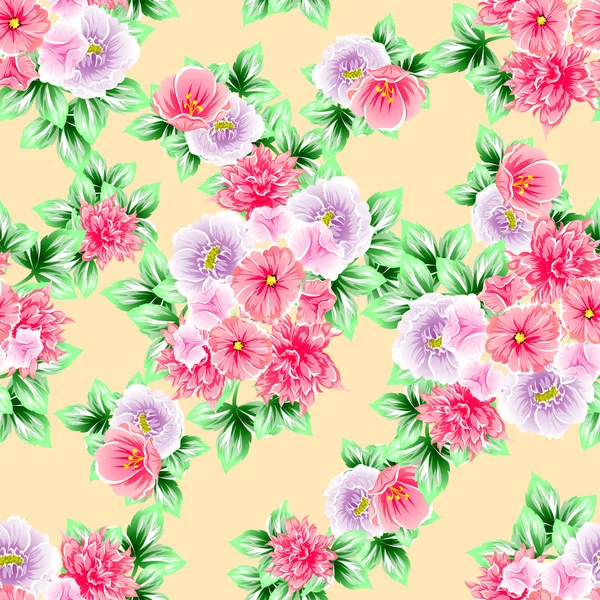 Naadloze Vintage Stijl Bloemenpatroon Floral Elementen Kleur — Stockvector