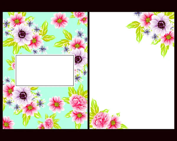 Conjunto Tarjetas Boda Flores Estilo Vintage Elementos Marcos Florales — Vector de stock