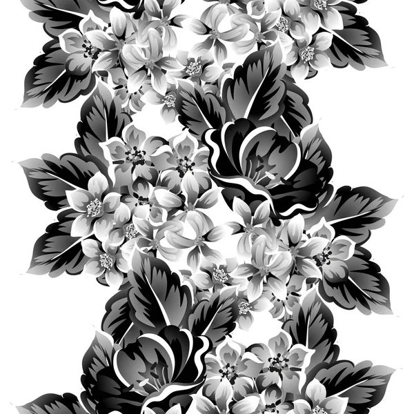 Nahtlose Blumenmuster Vintage Stil Florale Elemente Schwarz Und Weiß — Stockvektor