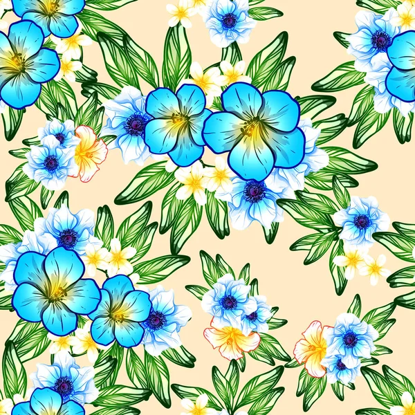 Modèle Fleur Style Vintage Sans Couture Éléments Floraux Couleur — Image vectorielle