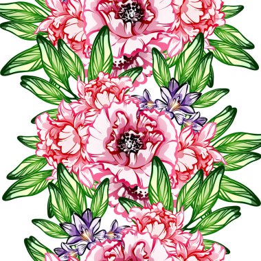 Sorunsuz vintage tarzı çiçek deseni. Renkli çiçek öğeleri