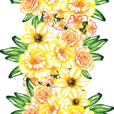 Sorunsuz vintage tarzı çiçek deseni. Renkli çiçek öğeleri