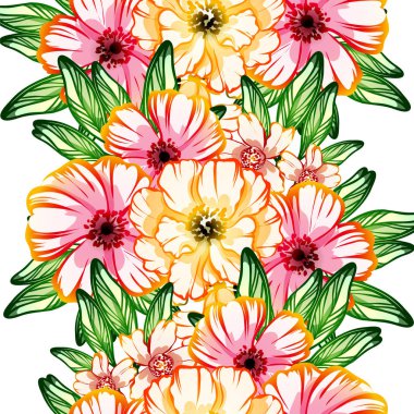 Sorunsuz vintage tarzı çiçek deseni. Renkli çiçek öğeleri