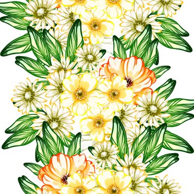 Sorunsuz vintage tarzı çiçek deseni. Renkli çiçek öğeleri