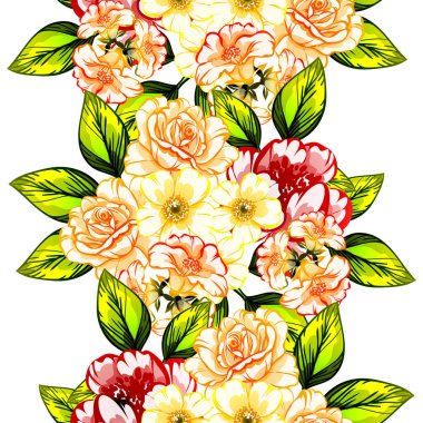 Sorunsuz vintage tarzı çiçek deseni. Renkli çiçek öğeleri