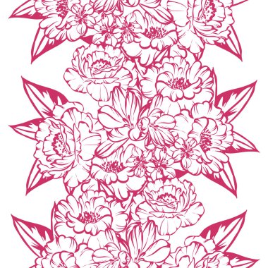 Sorunsuz vintage tarzı renkli tek renkli çiçek deseni. Çiçek öğeleri.