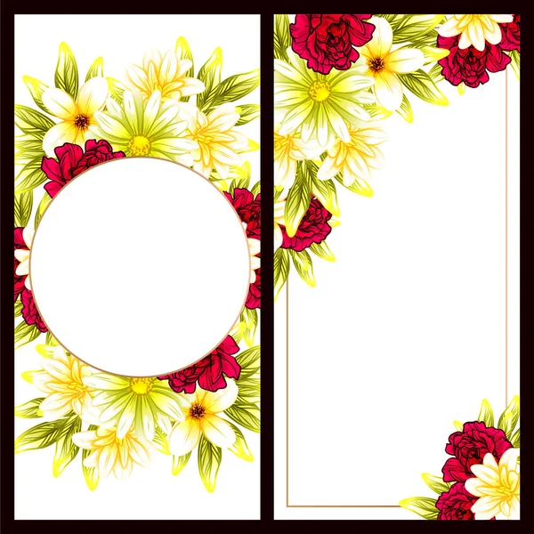 Conjunto Tarjetas Boda Flores Estilo Vintage Elementos Marcos Florales — Vector de stock