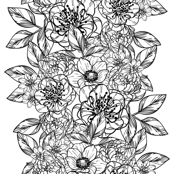 ปแบบดอกไม นเทจไร รอยต องค ประกอบดอกไม ในส าและส ขาว — ภาพเวกเตอร์สต็อก