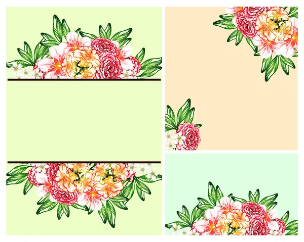 Cartões Casamento Estilo Vintage Flor Definido Elementos Florais Molduras —  Vetores de Stock