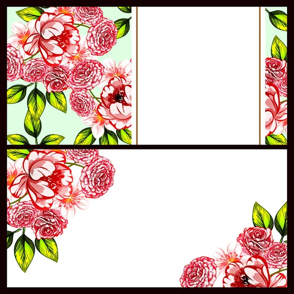 Vintage Style Flower Wedding Cards Set Floral Elements Frames — Stock Vector