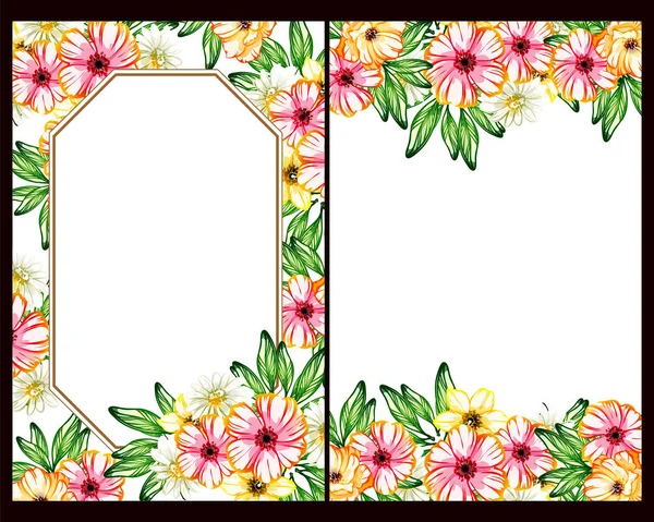 Conjunto Tarjetas Boda Flores Estilo Vintage Elementos Marcos Florales — Vector de stock