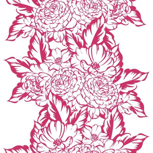 Problemfri Vintage Stil Farvet Monokrom Blomst Mønster Blomsterplanter – Stock-vektor