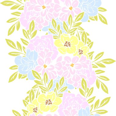 Sorunsuz vintage tarzı çiçek deseni. Renkli çiçek öğeleri