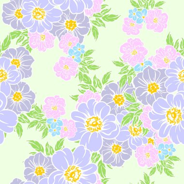 Sorunsuz vintage tarzı çiçek deseni. Renkli çiçek öğeleri