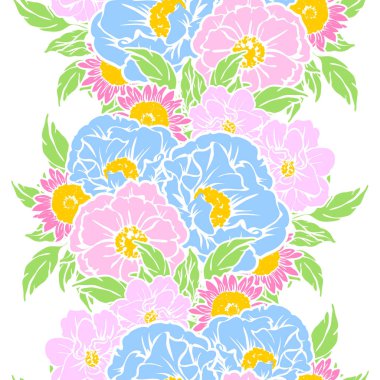 Sorunsuz vintage tarzı çiçek deseni. Renkli çiçek öğeleri