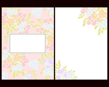 Klasik çiçek düğün kartları seti. Çiçek elementleri ve çerçeveleri.