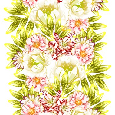 Sorunsuz vintage tarzı çiçek deseni. Renkli çiçek öğeleri