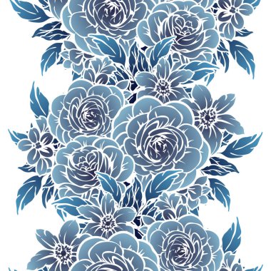 Sorunsuz vintage tarzı koyu mavi çiçek deseni. Çiçek öğeleri.