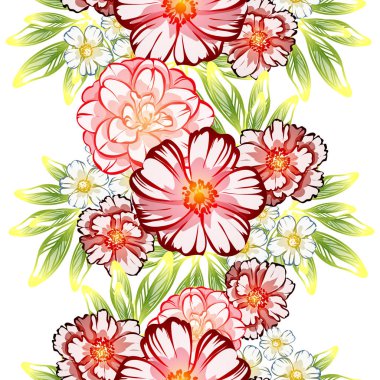 Sorunsuz vintage tarzı çiçek deseni. Renkli çiçek öğeleri