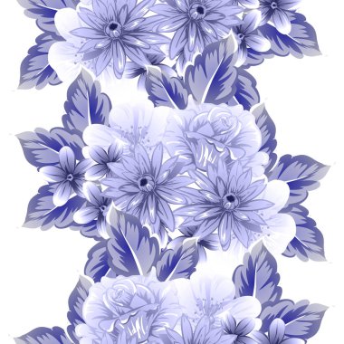 Sorunsuz vintage tarzı koyu mavi çiçek deseni. Çiçek öğeleri.