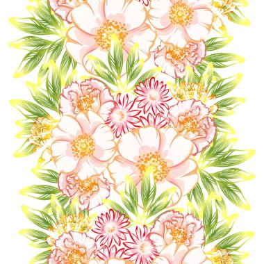 Sorunsuz vintage tarzı çiçek deseni. Renkli çiçek öğeleri