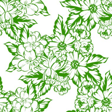 Sorunsuz vintage tarzı çiçek deseni. Renkli çiçek öğeleri