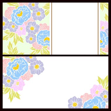 Klasik çiçek düğün kartları seti. Çiçek elementleri ve çerçeveleri.