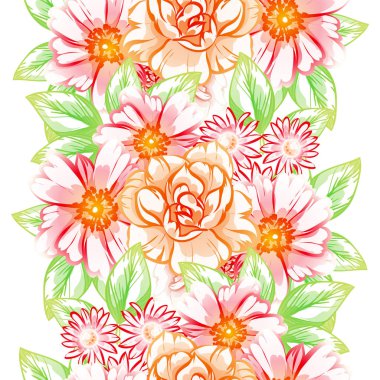 Sorunsuz vintage tarzı çiçek deseni. Renkli çiçek öğeleri