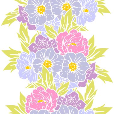 Sorunsuz vintage tarzı çiçek deseni. Renkli çiçek öğeleri