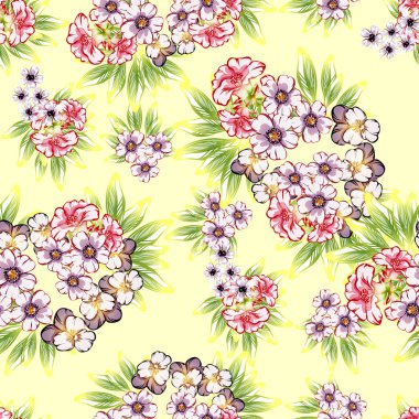 Sorunsuz vintage tarzı çiçek deseni. Renkli çiçek öğeleri