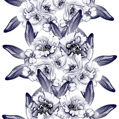 Sorunsuz vintage tarzı koyu mavi çiçek deseni. Çiçek öğeleri.