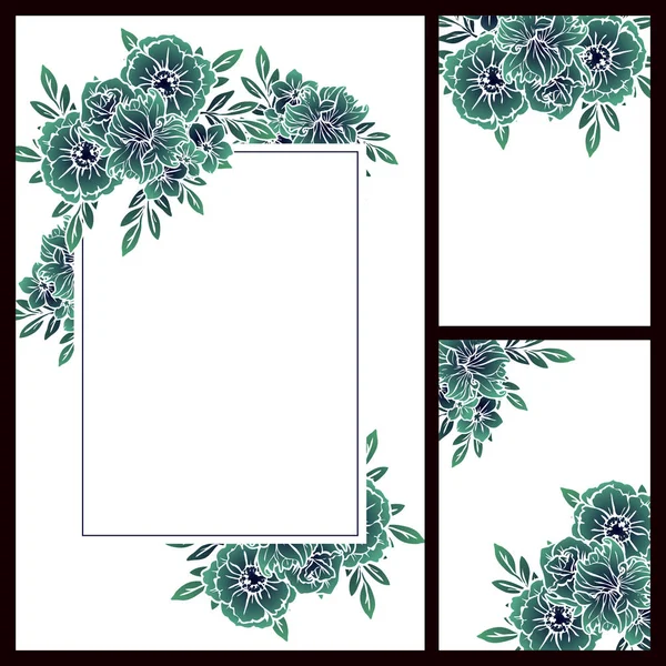 Set Carte Sposa Stile Vintage Elementi Cornici Floreali — Vettoriale Stock