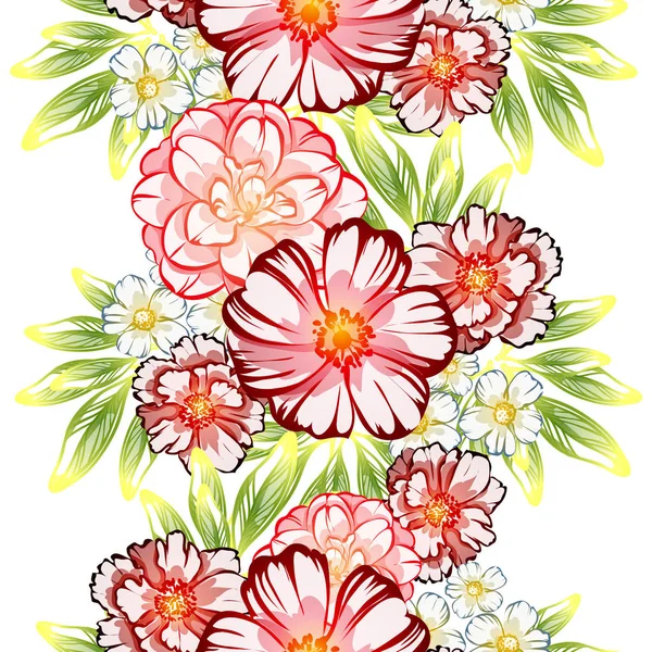 Sömlös Vintagestil Blommönster Blommiga Inslag Färg — Stock vektor