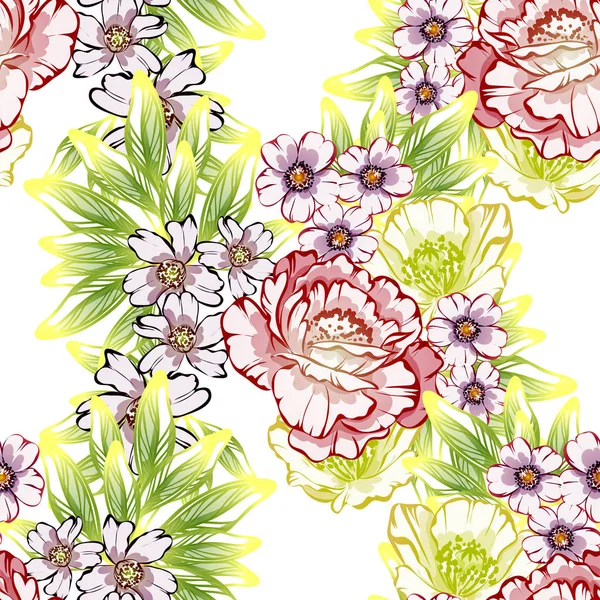 Nahtlose Blumenmuster Vintage Stil Florale Elemente Farbe — Stockvektor