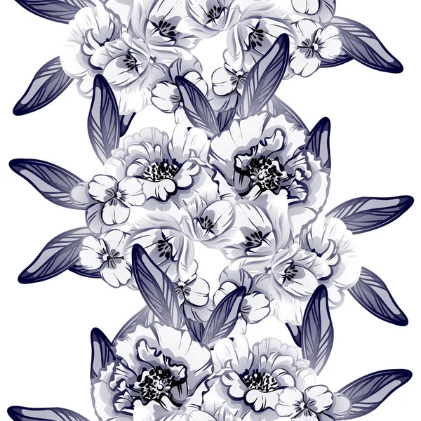 Απρόσκοπτη Vintage Στυλ Σκούρο Μπλε Λουλούδι Μοτίβο Floral Στοιχεία — Διανυσματικό Αρχείο