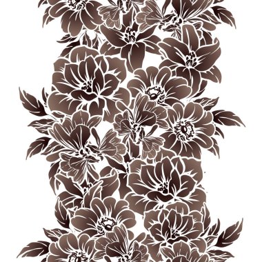 Sorunsuz vintage tarzı tek renkli renkli çiçek deseni. Çiçek öğeleri.