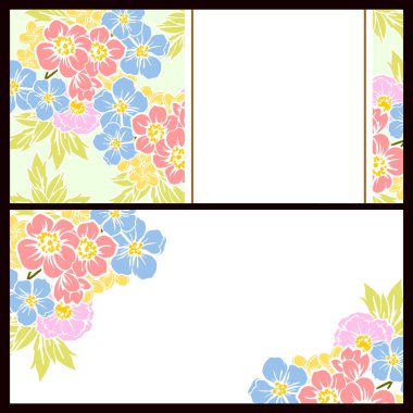 Klasik çiçek düğün kartları seti. Çiçek elementleri ve çerçeveleri.