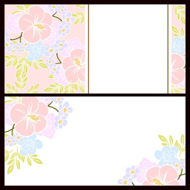 Klasik çiçek düğün kartları seti. Çiçek elementleri ve çerçeveleri.