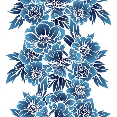 Sorunsuz vintage tarzı tek renkli renkli çiçek deseni. Çiçek öğeleri.