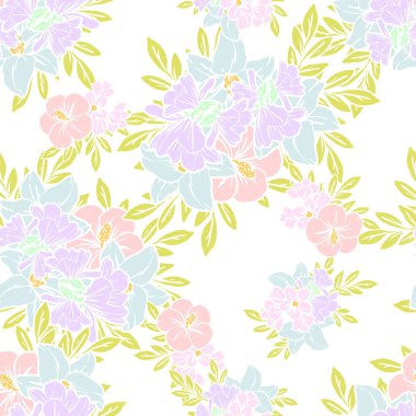 Sorunsuz vintage tarzı çiçek deseni. Renkli çiçek öğeleri