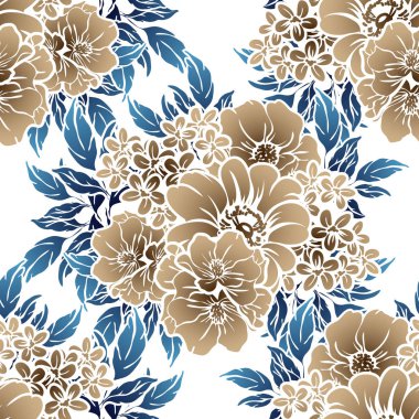 Sorunsuz vintage tarzı çiçek deseni. Renkli çiçek öğeleri