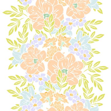 Sorunsuz vintage tarzı çiçek deseni. Renkli çiçek öğeleri