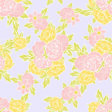 Sorunsuz vintage tarzı çiçek deseni. Renkli çiçek öğeleri