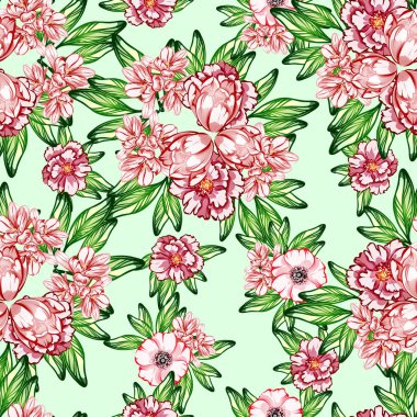 Sorunsuz vintage tarzı çiçek deseni. Renkli çiçek öğeleri