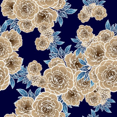 Sorunsuz vintage tarzı çiçek deseni. Renkli çiçek öğeleri