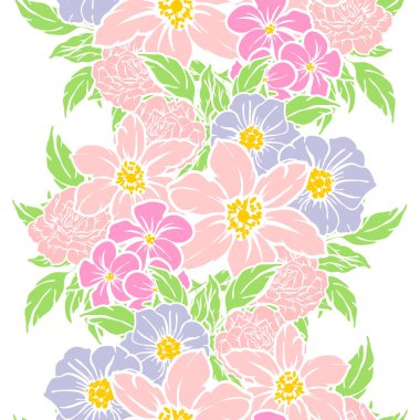 Sorunsuz vintage tarzı çiçek deseni. Renkli çiçek öğeleri