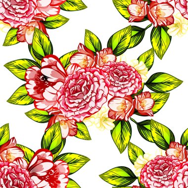 Sorunsuz vintage tarzı çiçek deseni. Renkli çiçek öğeleri