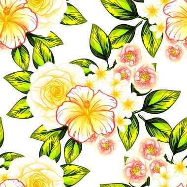 Sorunsuz vintage tarzı çiçek deseni. Renkli çiçek öğeleri