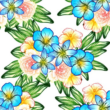 Sorunsuz vintage tarzı çiçek deseni. Renkli çiçek öğeleri