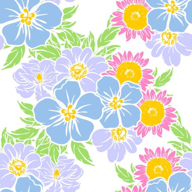 Sorunsuz vintage tarzı çiçek deseni. Renkli çiçek öğeleri